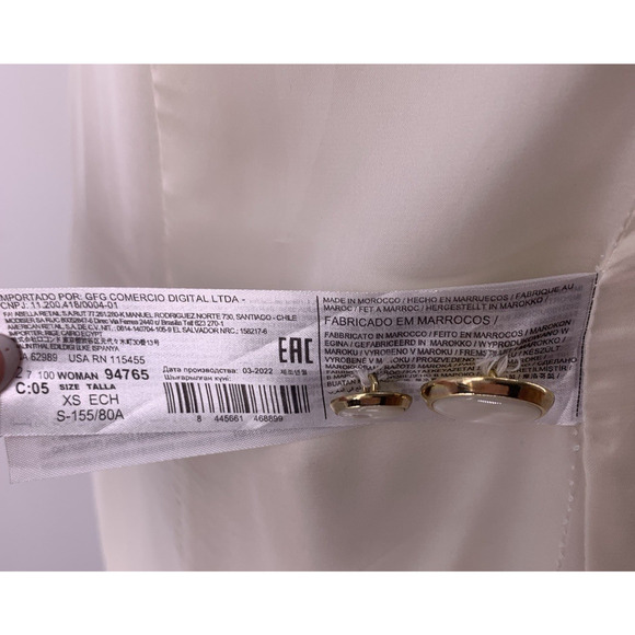 NWT Mango Ivory Double-Breasted Tweed Blazer Pearl Gold Buttons XS - Picture 13 of 16